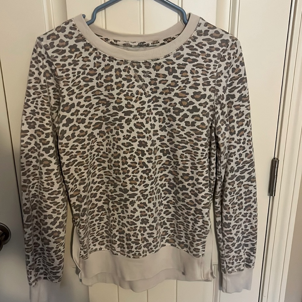 cheetah print crew neck